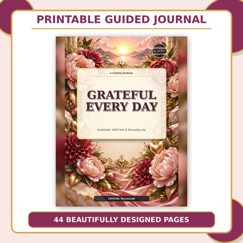 Grateful Every Day Printable Guided Journal | Gratitude, Self-care &amp; Everyday Joy | Adult Self ...