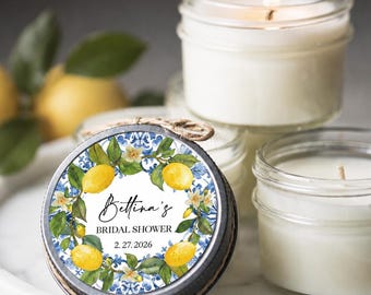 Amalfi Lemon Candle Favors: Bridal Shower Favors, Party Favors (Set of 6)