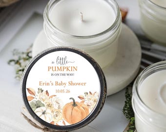 Pumpkin Baby Shower Favors: Set of 6 Candle Favors, Fall Party Gifts