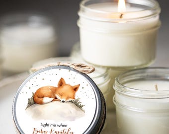 Baby Fox Candle Favors: Woodland Baby Shower, Forest Animal Party (Set of 6)