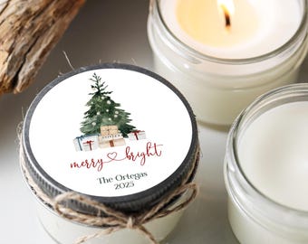 Christmas Candle Gifts: 6pc Custom “Merry and Bright” Gifts for Hosts, Friends & Teachers