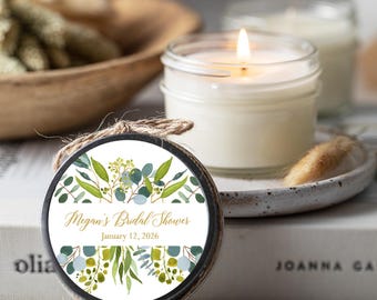 Eucalyptus Bridal Shower Candle Favors: Set of 6,  Personalized Wedding Shower Gifts