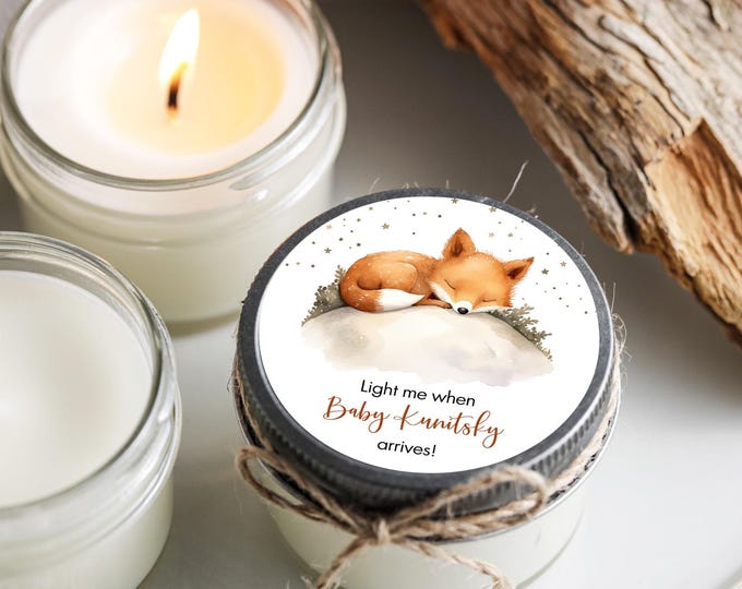 Featured listing image: Woodland Baby Shower Favors, Fox Candle Favors, Forest Friends Party Decor Set of 6