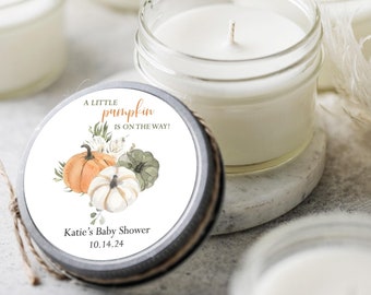 Set of 6 Little Pumpkin Baby Shower Candle Favors, Fall Baby Shower, A Little Pumpkin is on the Way