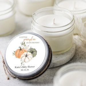 Set of 6 Little Pumpkin Baby Shower Candle Favors, Fall Baby Shower, A Little Pumpkin is on the Way