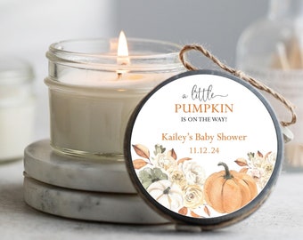12 pcs Little Pumpkin Baby Shower Candle Favors, Autumn Baby Shower, A Little Pumpkin is on the Way