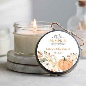 Little Pumpkin Baby Shower Candle Favors, Autumn Baby Shower, A Little Pumpkin is on the Way | Set of 6