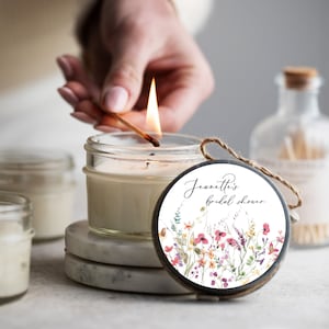 Boho Wildflower Bridal Shower Favors: Scented Soy Candles - Set of 6
