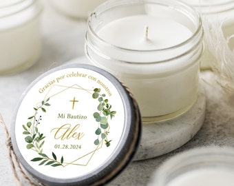 Conjunto de 12 favores de velas de soja / Regalo de primera comunión / bautismo / bautizo