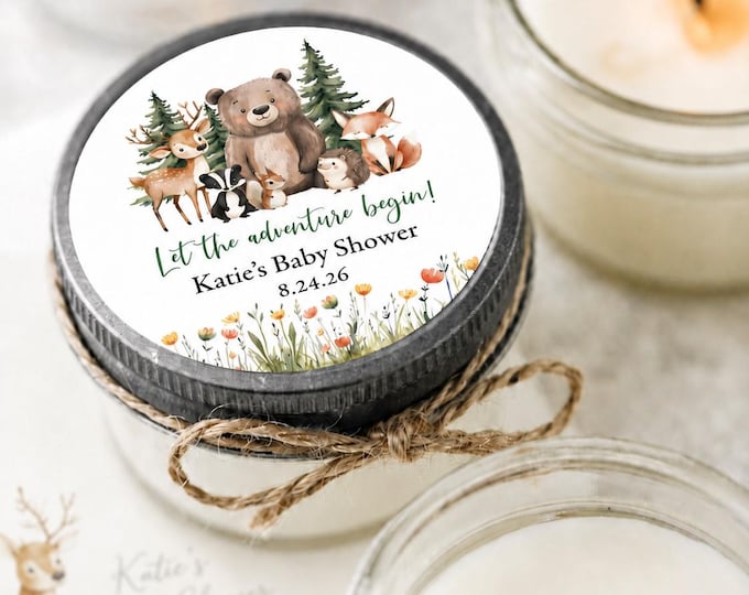 Featured listing image: Woodland Baby Shower Candle Favors | Set of 6 | Forest Animal Favors