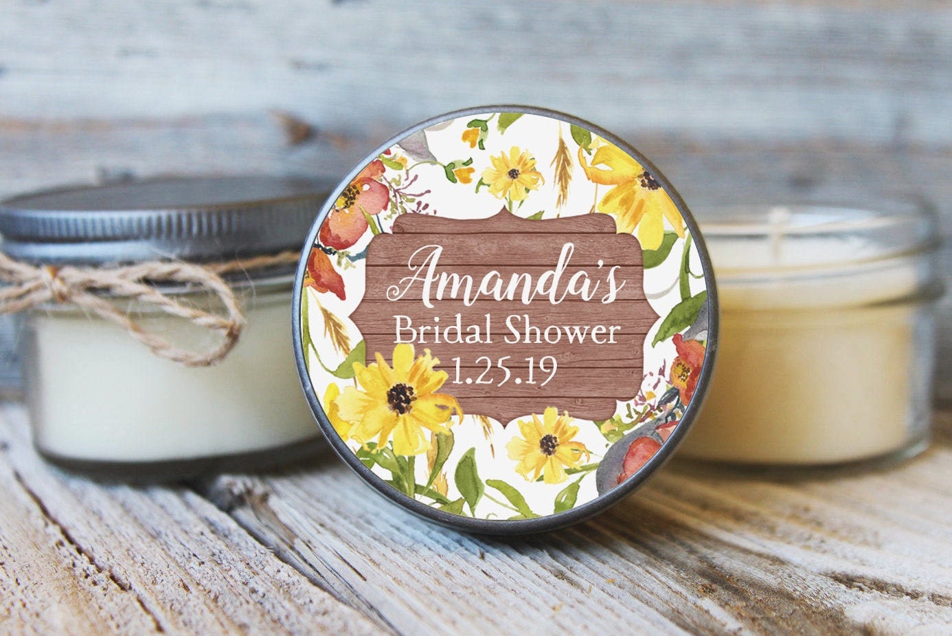 12 4 Oz Bridal Shower Favor//sunflower Rustic Favor//fall Etsy