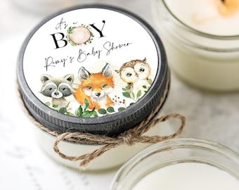 Woodland Boy Baby Shower Candle Favor, Forest Baby Shower, Woodland Baby Shower Favor | Set of 6