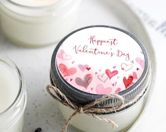 Valentine Gifts: Set of 6 Custom Soy Candles, Valentine’s Day for Teacher