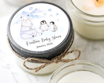 Winter Baby Shower: 6pc Candle Favors, Arctic Animal Design