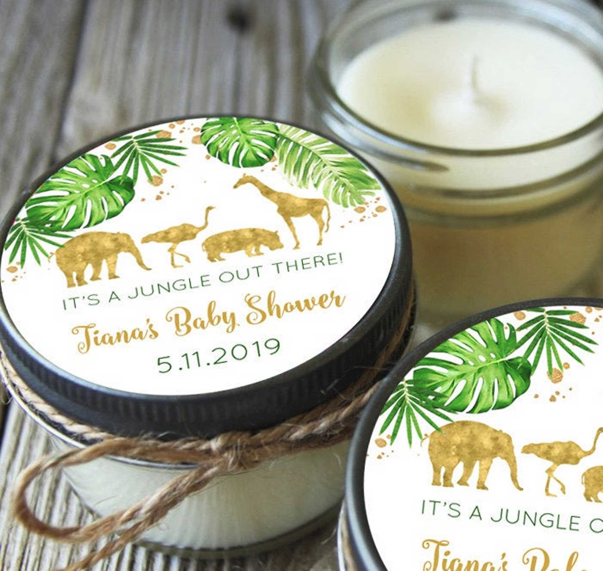 Set of 6 Candles Personalized Gift - Baby Shower Favors Personalized Baby Shower Candle Favors Baby Shower Decor Safari Theme