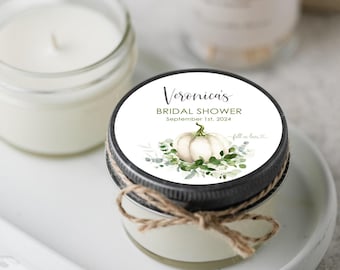 12 pcs Fall in Love Bridal Shower Soy Candle Favors, Bridal Shower Favors, Fall Wedding Favor, Autumn Wedding Shower, Boho Eucalyptus Favor