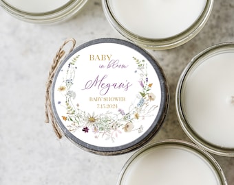 12 pcs Baby in Bloom Baby Shower Candle Favors, Wildflower Baby Shower, Boho Baby Shower
