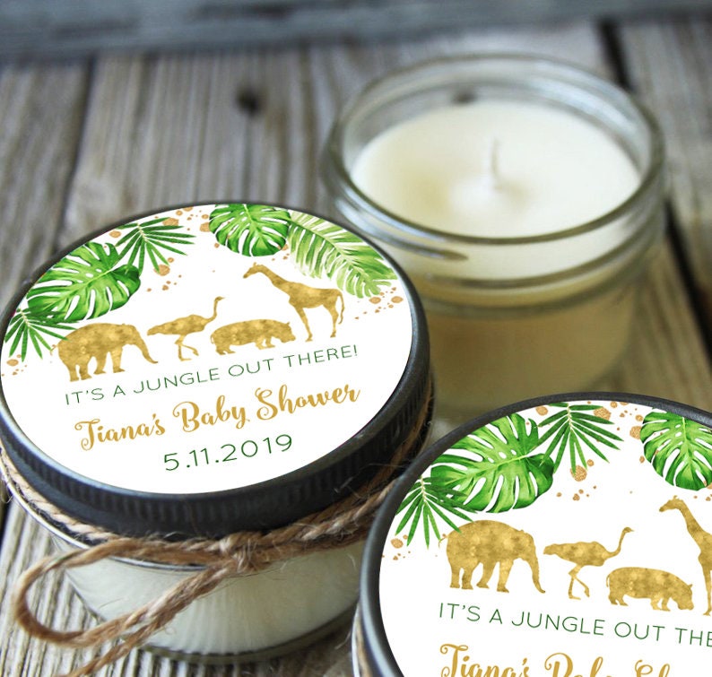 Set of 12 4 oz Safari Baby Shower Favor Candle//Jungle Safari Baby