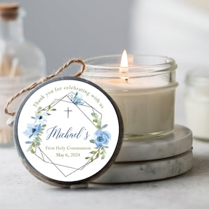 Blue Soy Candle Gifts, First Communion Favors, Baptism Gift, Boy Baptism, Confirmation Favor, Primera Comunión, Mi Bautizo | Set of 6
