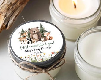 Woodland Baby Shower Candle Favors Set of 6 | Forest Animal Favors