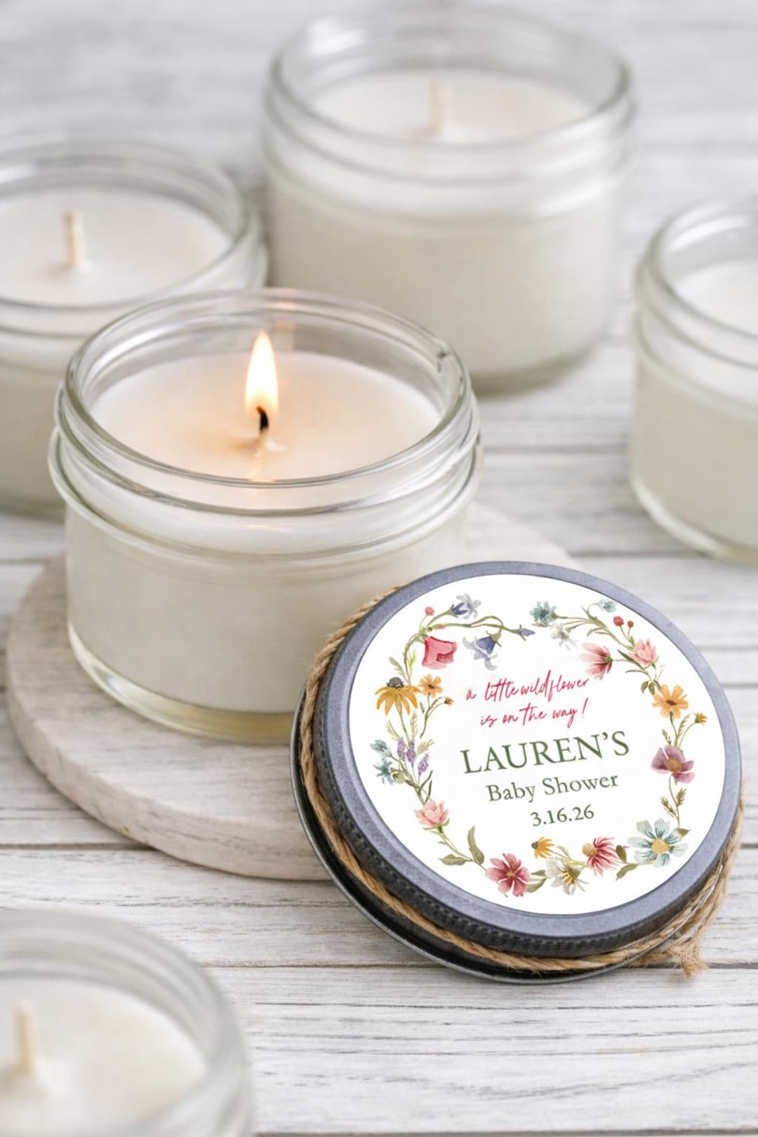 Personalized Wildflower Baby Shower Candles – "baby in Bloom" Jar ...