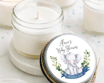 Little Peanut Baby Shower Favors | Set of 6 Personalized Elephant Soy Candles