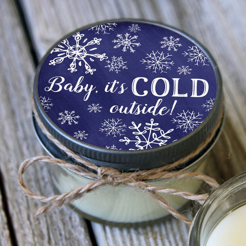 Snowflake Favor Set of 12 4 Oz Candles Baby It's Cold Etsy