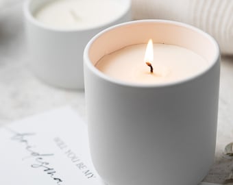 Handmade Soy Candle and Matchstick Holder: Luxury Candle, Bridesmaid Gift