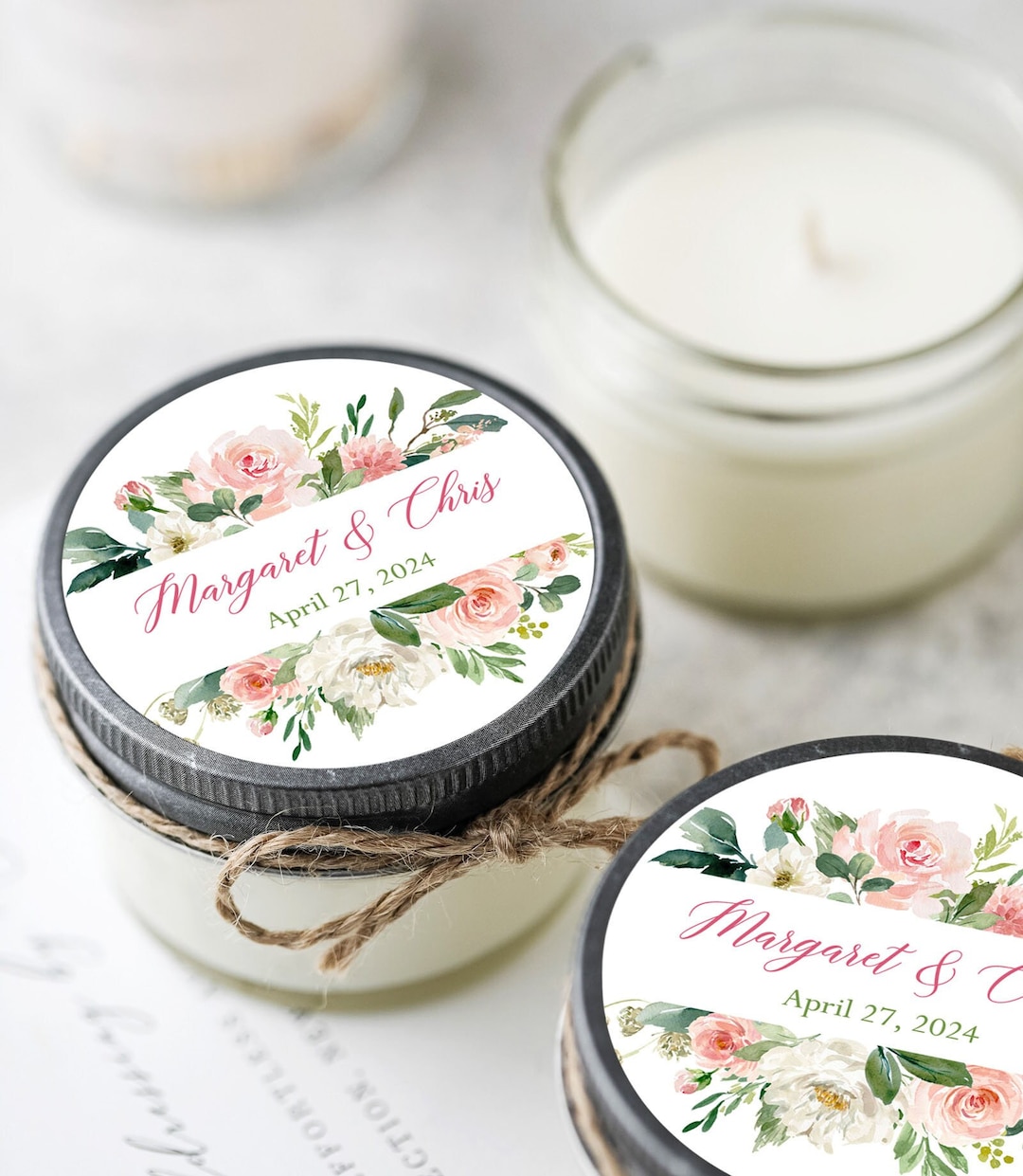 Personalized Soy Candles, Bridal Shower Favors, Wedding Gifts, Pink ...