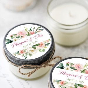 Personalized Soy Candle Favors (Set of 6): Floral Bridal Shower Gifts