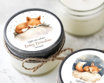 Baby Fox Baby Shower Candle Favors Set of 12, Forest Baby Shower, Woodland Creatures Favor, Sleepy Fox baby shower, Spring Baby Shower