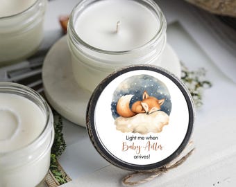 Forest Animal Baby Shower Favors: Set of 6 Fox Night Sky Candles, Woodland Baby Shower
