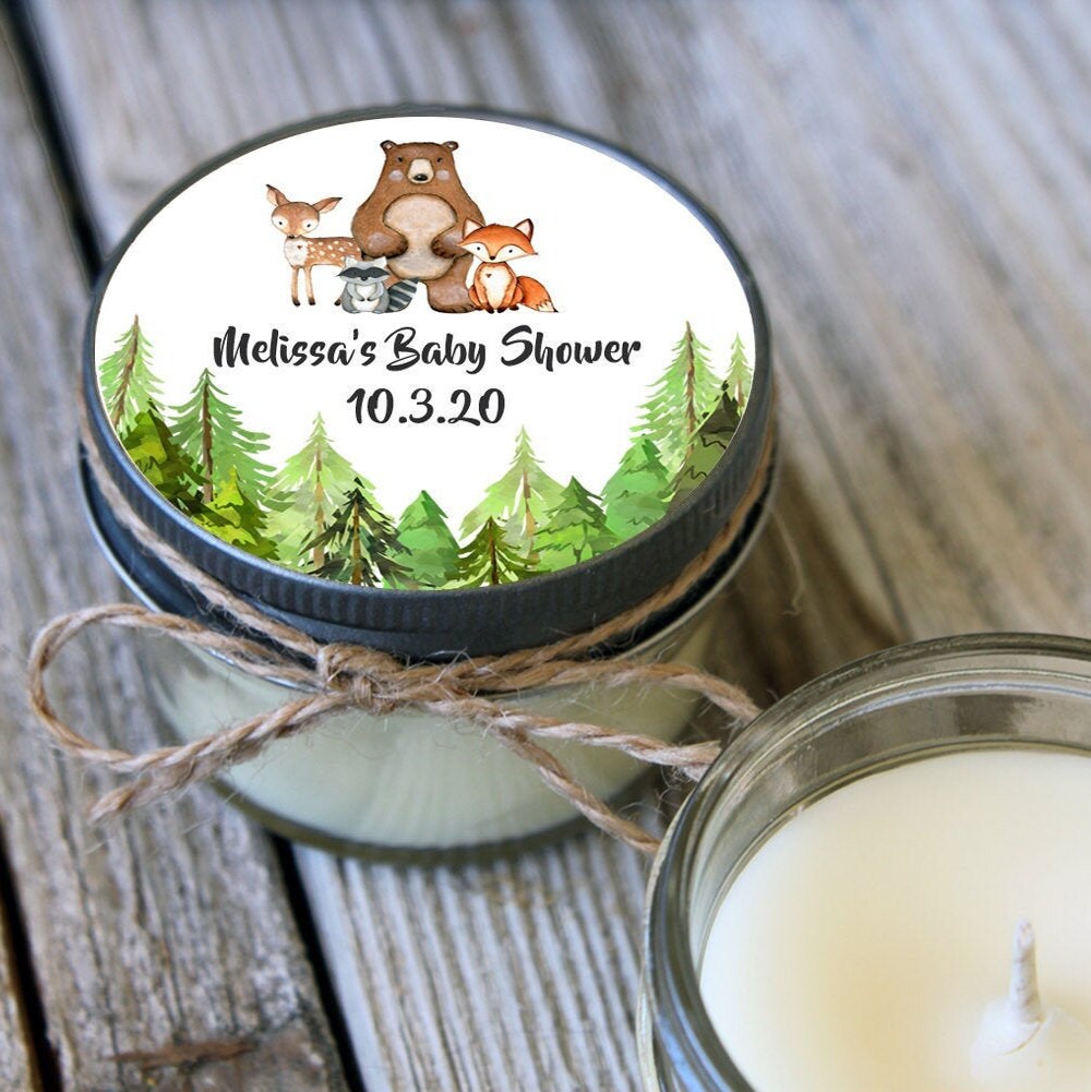 Set of 12 4 oz Woodland Baby Shower Favor Candle//Woodland Etsy