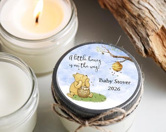 Winnie the Pooh Baby Shower Favors: Set of 6 Personalized Soy Candles, Classic Winnie Party