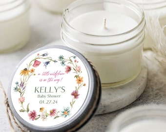 12 pcs Baby in Bloom, A Little Wildflower is on the Way Soy Candle Favors, Boho Baby Shower, Wildflower Baby Shower, Girl Baby Shower