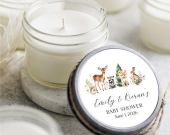 Woodland Baby Shower Candle Favors Set of 12, Forest Animals Baby Shower, Enchanted Forest Baby Shower Favor
