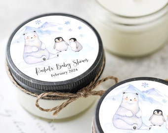 12pcs Arctic Baby Shower Candle Favors, Baby it's Cold Outside Baby Shower, Winter Baby Shower, Polar Bear Baby Shower, Penguin Baby Shower