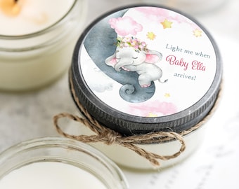 12 pc Girl Elephant Baby Shower Candle Favor, Pink Elephant Baby Shower, Little Peanut Sprinkle Shower
