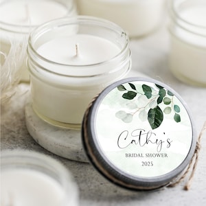 Set of 6 Eucalyptus Wedding Candle Favors | Greenery Bridal Shower Gifts | Natural Scented Soy Candles | Eco-Friendly Favor for Guests&quot;