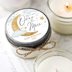 Moon & Stars Baby Shower Favors: Set of 6 Personalized Soy Candles