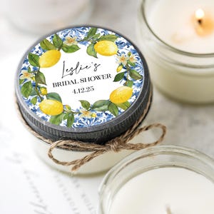 Amalfi Lemon Candle Favors: Personalized Bridal Shower Gifts, Set of 6