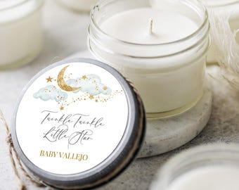 Set of 12 Soy Candle Favor, Twinkle Twinkle Little Star Baby Shower Favor, Personalized Gift