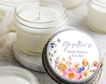 Wildflower Wedding Shower Favors: Set of 6 Scented Soy Candles
