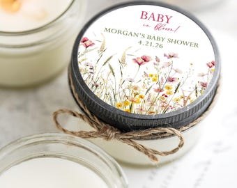 Baby in Bloom Candle Favors: Set of 6 Wildflower Baby Shower Gifts, Sprinkle Shower Favors