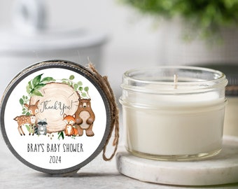 Woodland Baby Shower Candle Favors Set of 12, Forest Baby Shower Favors, Woodland Creatures Shower Favor, Woodslice