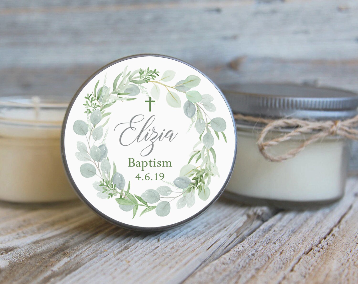 Silver Greenery Baptism Favors Set Of 12 4 Oz Christening