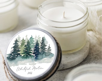 12 pcs Mountain Pine Wedding Candle Favors, Bridal Shower Favors, Wedding Favor, Outdoor Wedding Shower, Favors Made in Montana