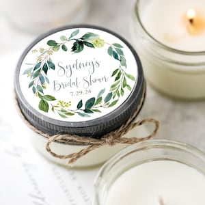Eucalyptus Bridal Shower Candle Favors – Set of 6 | Greenery Wedding Shower Gifts | Rustic Soy Candles | Personalized Guest Keepsakes