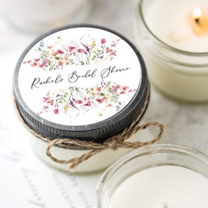 Set of 6 Wildflower Bridal Shower Candle Favors, Bridal Shower Favors, Wildflower Wedding Favor, Wedding Shower Party Gift
