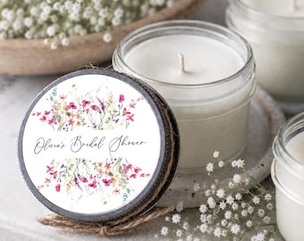 Love in Bloom Bridal Shower Favors, Wildflower Candle Favors, Set of 6